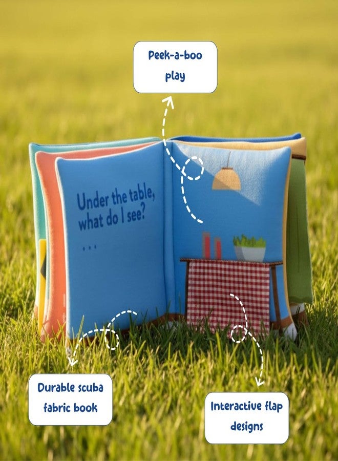 JoyCrate Where’s My Teddy? Fabric Peekaboo Books for Babies | Lift-The-Flap Soft Cloth Book for Baby 0-12 Months with Crinkle Pages | Montessori Early Learning & Sensory Development Gift for Baby Girl & Boy - Image 2