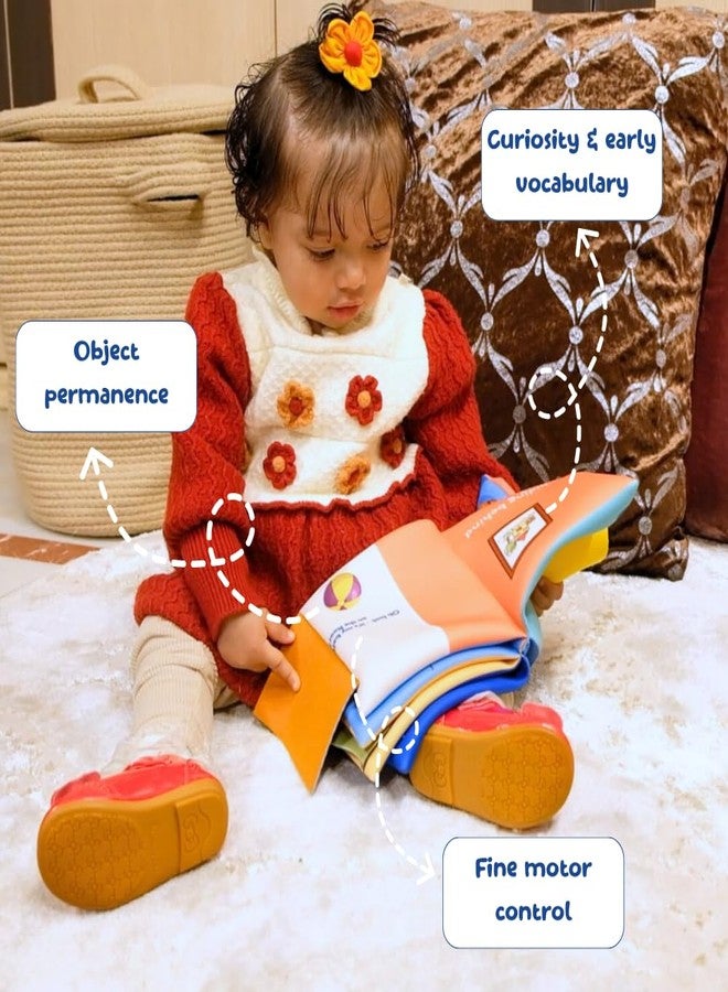 JoyCrate Where’s My Teddy? Fabric Peekaboo Books for Babies | Lift-The-Flap Soft Cloth Book for Baby 0-12 Months with Crinkle Pages | Montessori Early Learning & Sensory Development Gift for Baby Girl & Boy - Image 3