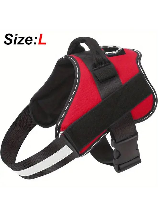 سترة حمراء للكلاب مقاس L مضادة للسحب مع مقابض عاكسة وقابلة للتعديل للمشي في الهواء الطلق - Image 1