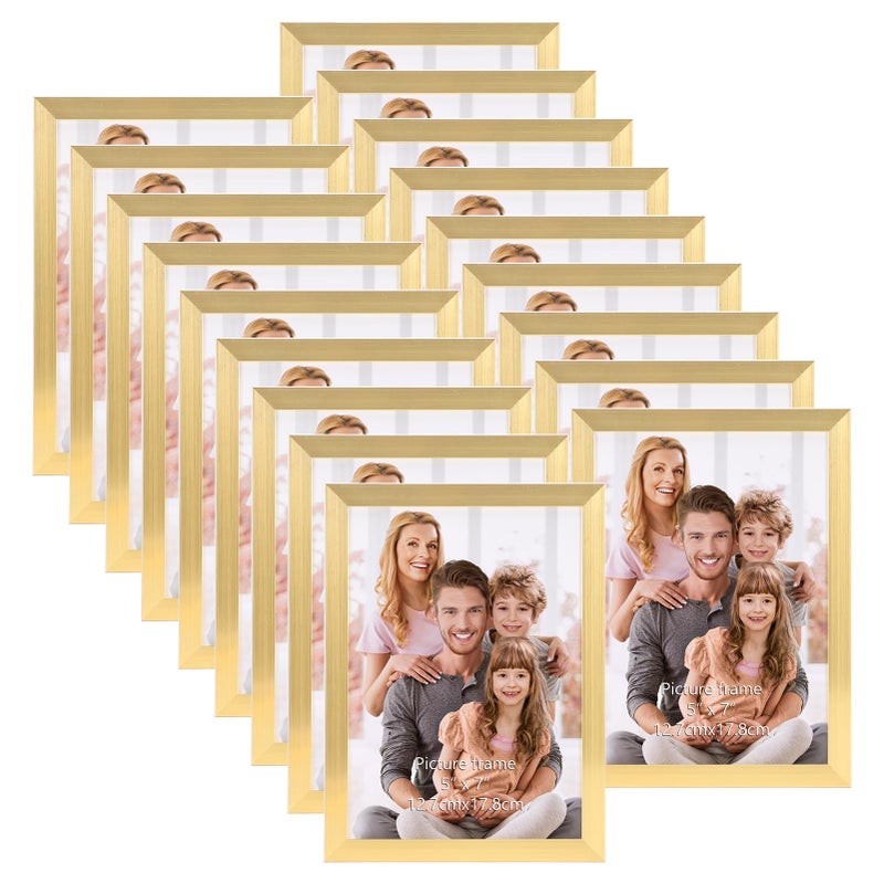 WIFTREY 5x7 Gold Picture Frame Bulk Multi 5 x 7 Photo Frames for Wall Hanging or Tabletop Display 18 Pack