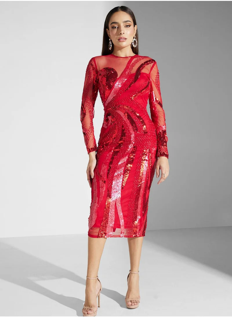 Virgos Lounge Embellished Knitted Dress