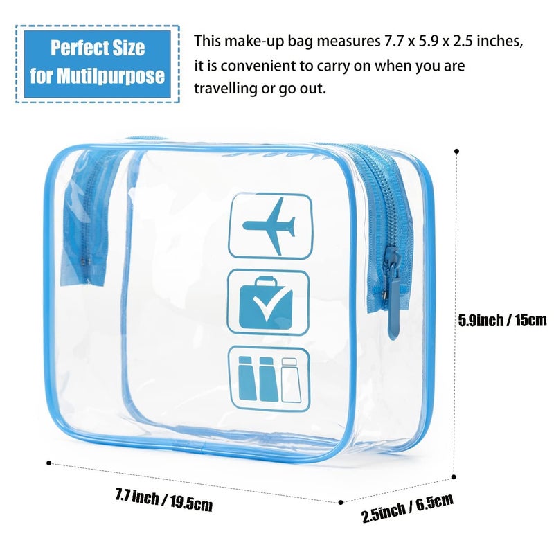 BEHAHAI 3Pcs Clear Travel Toiletry Bags TSA Approved Cosmetic Makeup Bag Portable Travel Accessories Airport Airline Compliant Bag for Men and Women SkyBlue - Image 2