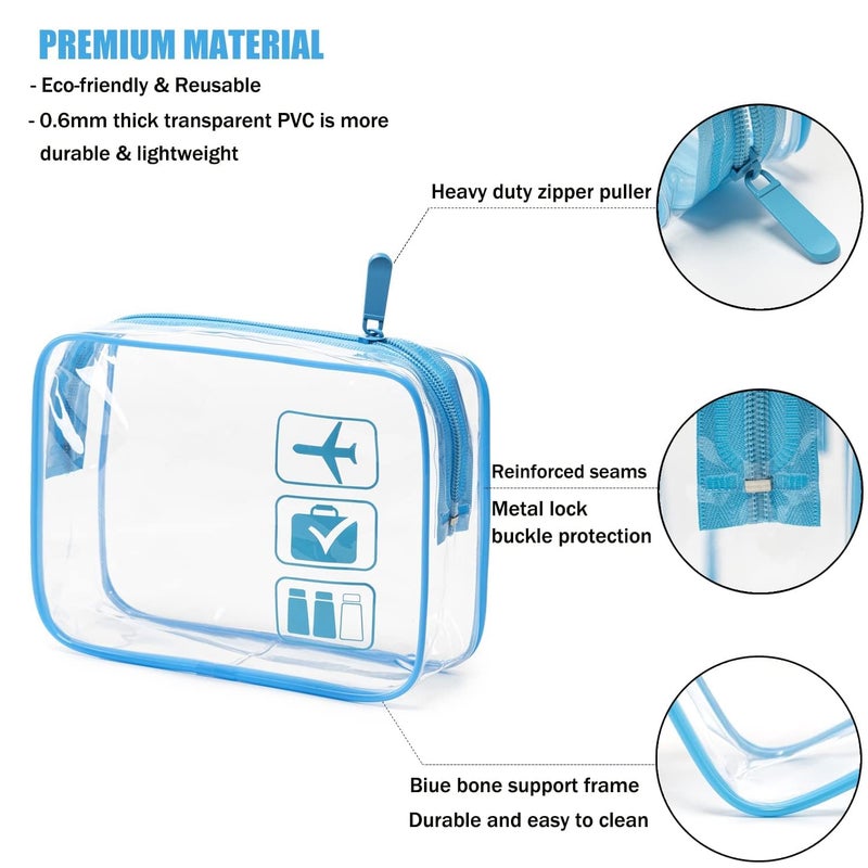 BEHAHAI 3Pcs Clear Travel Toiletry Bags TSA Approved Cosmetic Makeup Bag Portable Travel Accessories Airport Airline Compliant Bag for Men and Women SkyBlue - Image 4