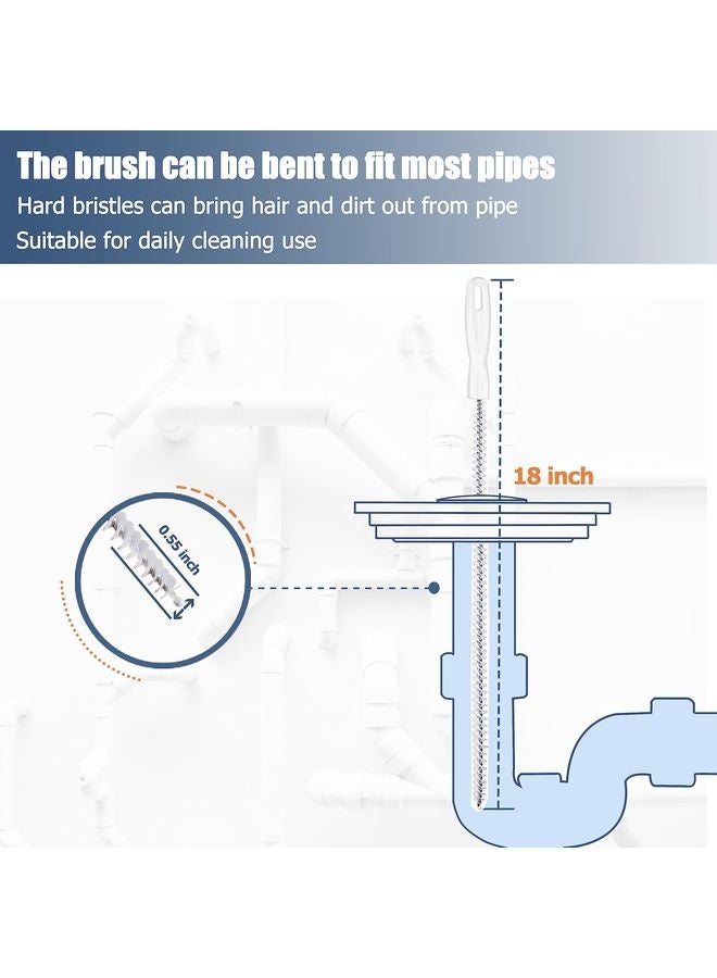 هومستر 35.5 بوصة مزيل مدخنة التصريف (1 قطعة)، 25 بوصة مزيل شعر الأفعى (6 قطع) وفرشاة التنظيف (2 قطع)، أداة ماسك الشعر لتنظيف مثقاب التصريف للمرحاض، حوض المطبخ، حوض الحمام، المجاري، 9 حزمة - Image 3