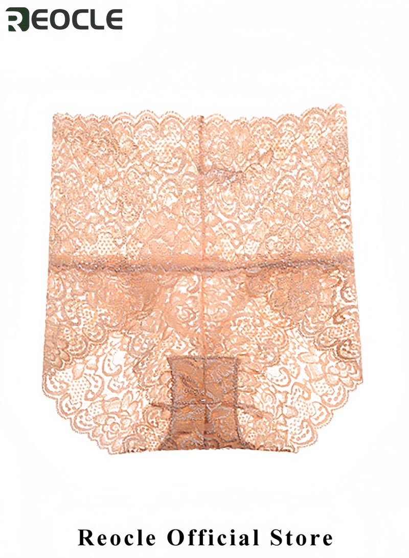 REOCLE Women's Lace Knickers See Through Underwear High Waist Hipster Panties Comfortable Home Underwear - Image 5