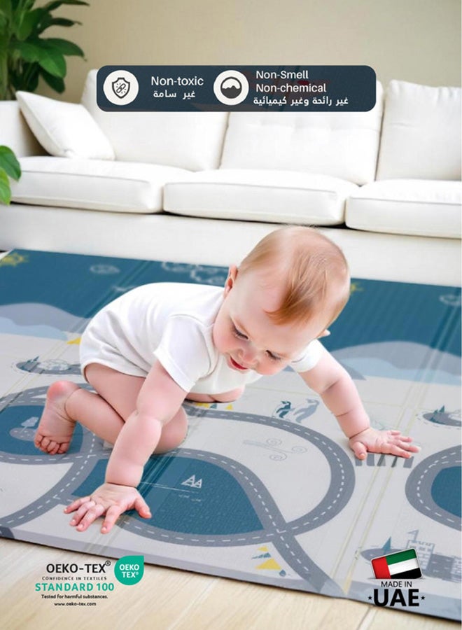 Cotton Home Baby Crawling Mat 200x180CM Large Reversible Waterproof, Non-Slip Play Mat with Penguin Design - Image 4