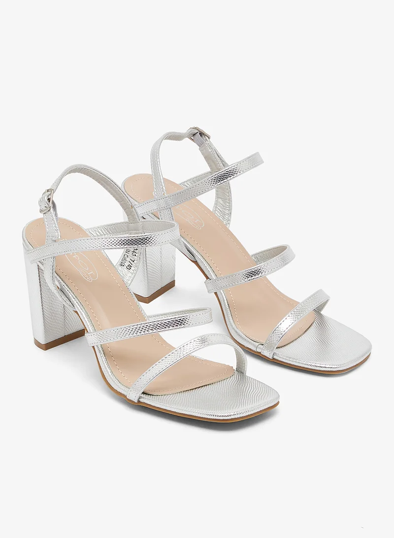 جينجر صندل بكعب عريض بأشرطة متعددة