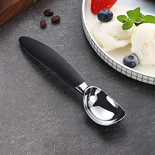 FLAVION Heavy-Duty Ice Cream Scoop with Non-Slip Black Handle,Ergonomic Stainless Steel Scoop for Hard Ice Cream, Gelato & Sorbet (Black, Pack of 1) - Image 4