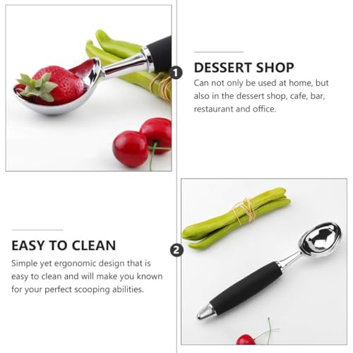 FLAVION Heavy-Duty Ice Cream Scoop with Non-Slip Black Handle,Ergonomic Stainless Steel Scoop for Hard Ice Cream, Gelato & Sorbet (Black, Pack of 1) - Image 5