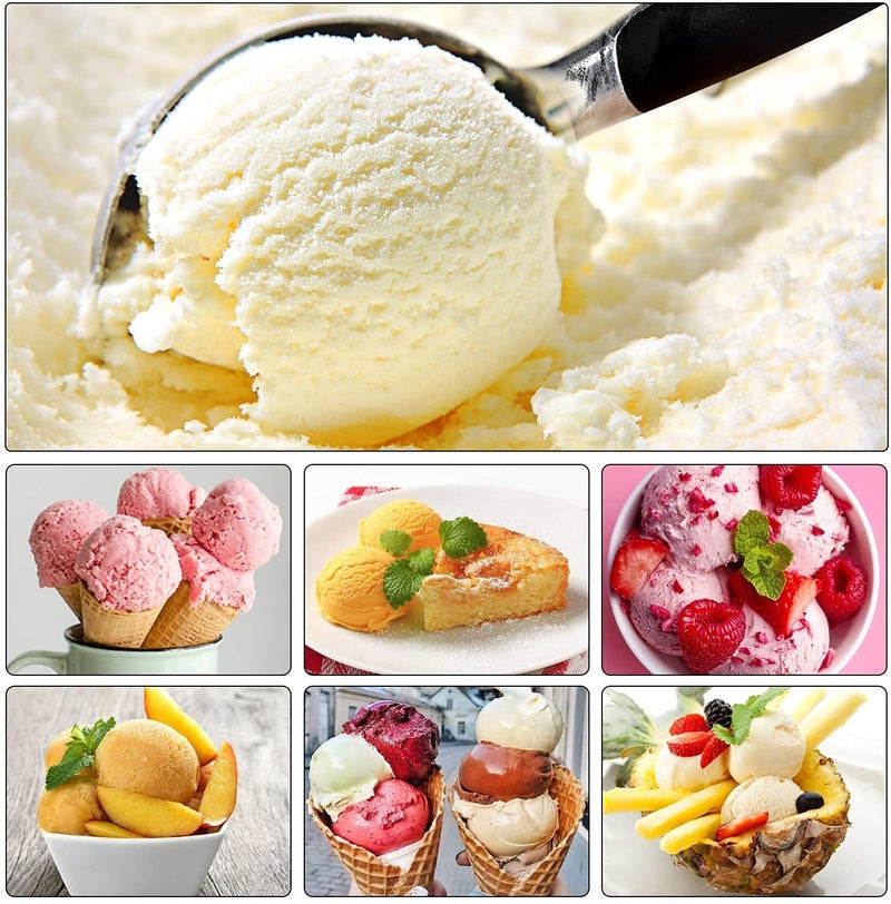 FLAVION Heavy-Duty Ice Cream Scoop with Non-Slip Black Handle,Ergonomic Stainless Steel Scoop for Hard Ice Cream, Gelato & Sorbet (Black, Pack of 1) - Image 3