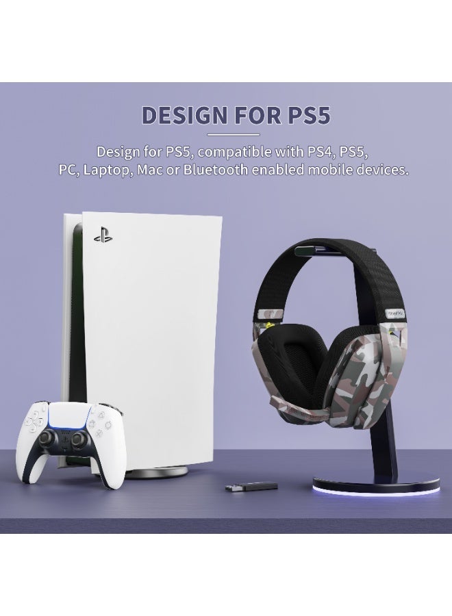 BINNUNE BW06 Bluetooth/Wireless Gaming Headset with Noise Cancelling Mic for PS4, PS5, PC, Mac,Playstation 4 5, Laptop，Computer - Image 4