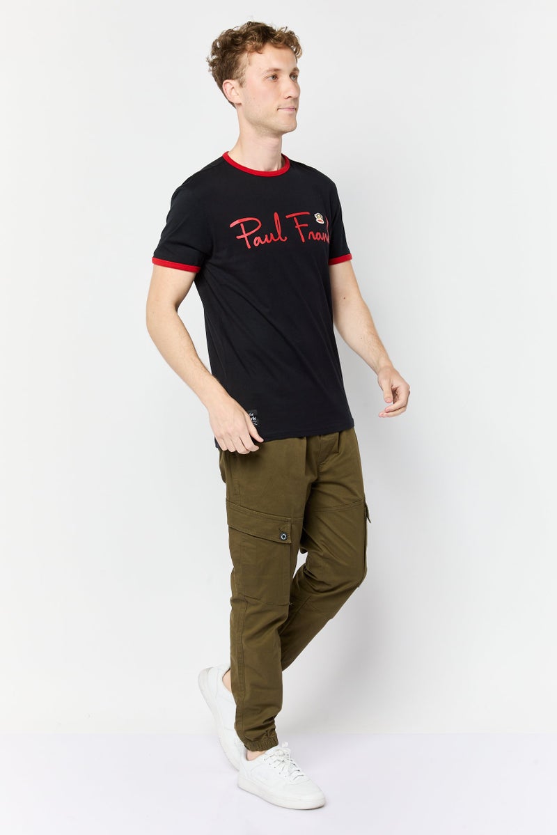 Paul Frank تي شيرت رجالي بأكمام قصيرة وياقة دائرية بشعار العلامة التجارية، أسود - Image 3
