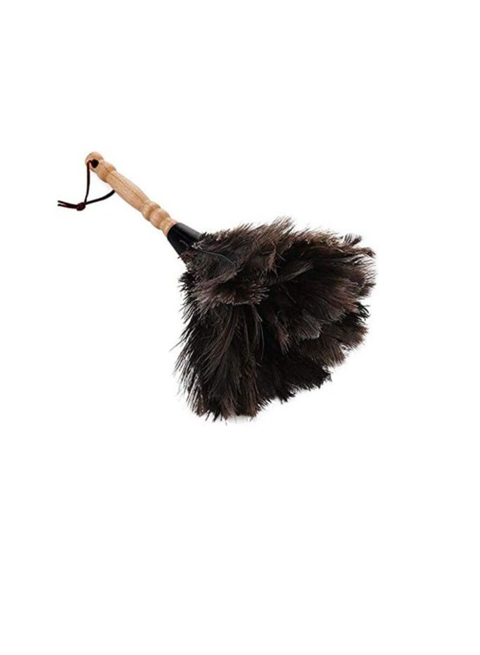 Loquat Anti-Static Feather Fur Brush Duster Dust Cleaning Tool with Wooden Handle Household - Image 1