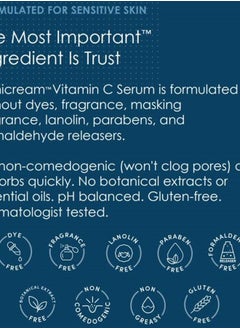 Vanicream مصل فيتامين سي - خالٍ من الأصباغ والعطور والعطور المزيلة للرائحة واللانولين والبارابين ومُطلقات الفورمالديهايد - للبشرة الحساسة - 1.2 أونصة سائلة  - Image 3