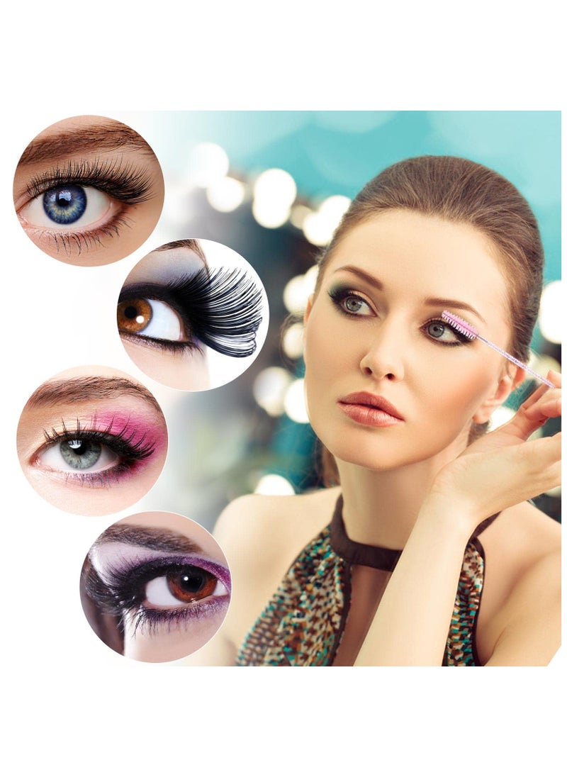 100 فرشاة ماسكارا ورموش تستخدم لمرة واحدة، مقابض كريستال مع علبة تخزين، فرش تجميل متعددة الاستخدامات