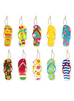 Generic 30 Pieces Hawaiian Party Hanging paper cards Ornaments Summer Tree Paper Party Decoration Beach Pool Tropical Luau Aloha Birthday Flip Flops Cute Colorful Gift Tags  - Image 1