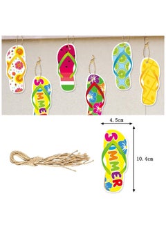 Generic 30 Pieces Hawaiian Party Hanging paper cards Ornaments Summer Tree Paper Party Decoration Beach Pool Tropical Luau Aloha Birthday Flip Flops Cute Colorful Gift Tags  - Image 3