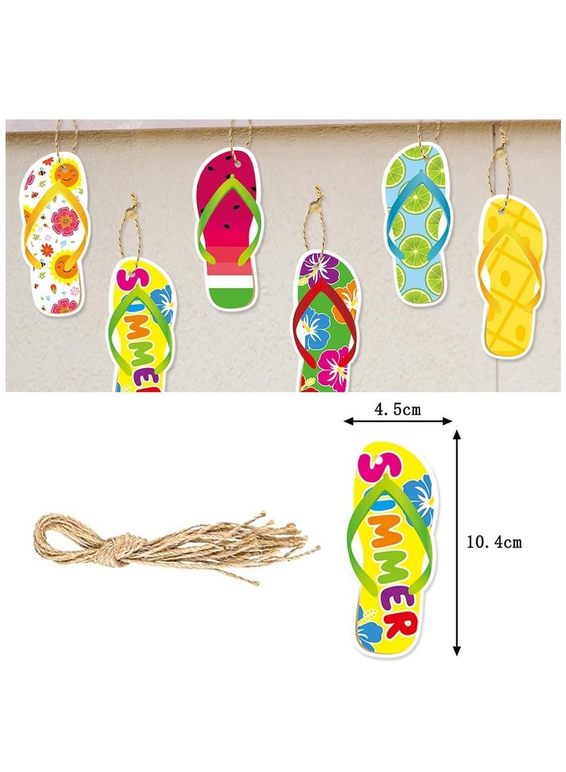 30 Pieces Hawaiian Party Hanging paper cards Ornaments Summer Tree Paper Party Decoration Beach Pool Tropical Luau Aloha Birthday Flip Flops Cute Colorful Gift Tags - Image 3