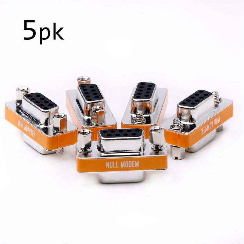 Arnorin DB9 Null Modem Female to Female Slimline Data Transfer Serial Port Adapter 5 Pack - Image 2