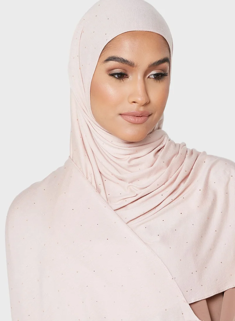 KASHKHA Ready To Wear Hijab With All Over Stone Work