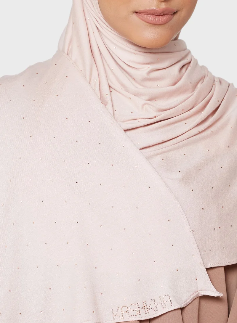 KASHKHA Ready To Wear Hijab With All Over Stone Work