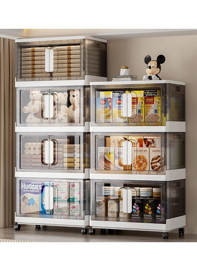ATM 3-Tier Transparent Storage Cabinet with Doors and Wheels - 50x31.5x87CM - Durable PP Material  - Image 2