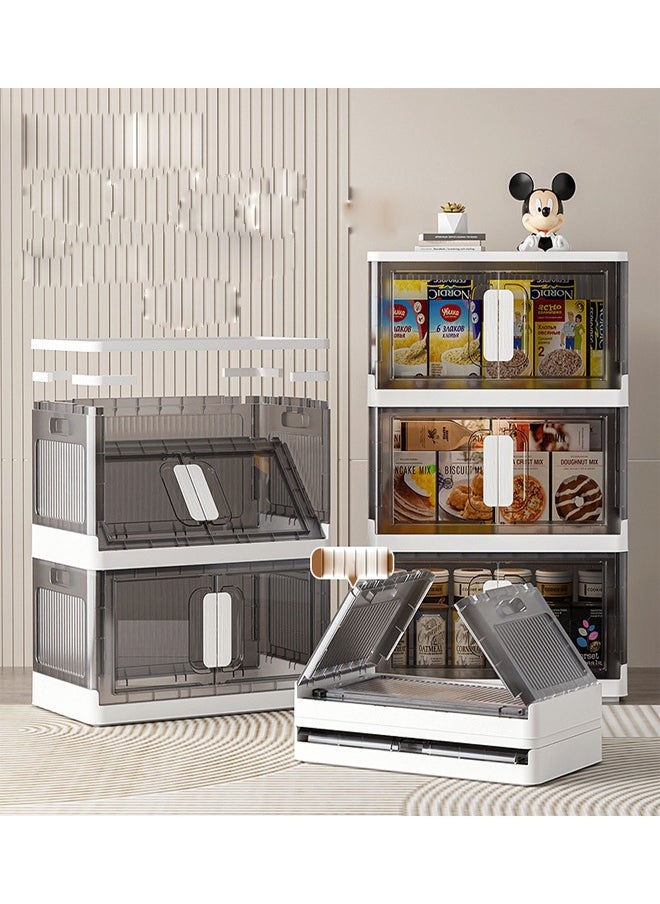 ATM 3-Tier Transparent Storage Cabinet with Doors and Wheels - 50x31.5x87CM - Durable PP Material  - Image 3