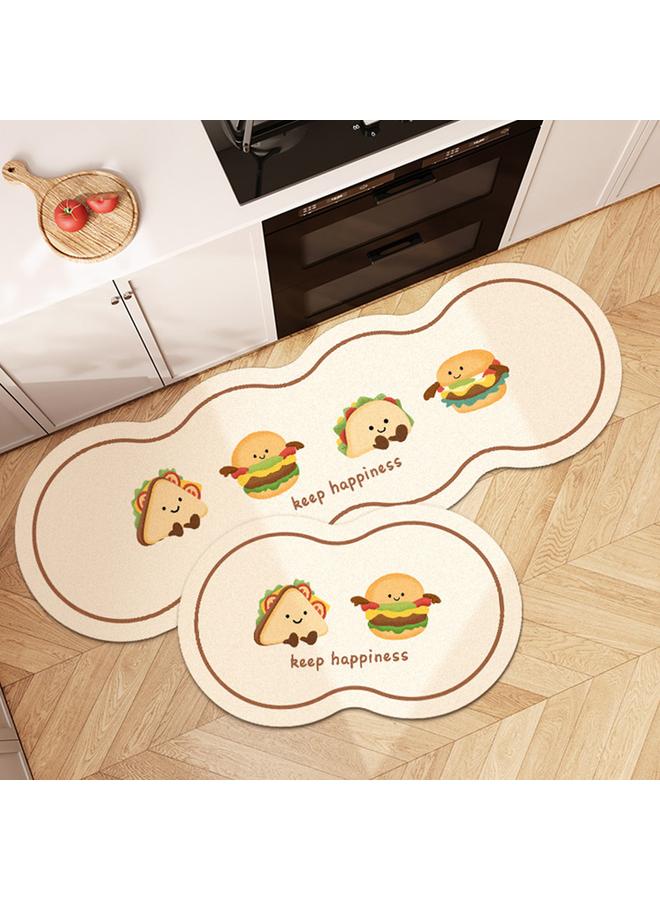 Bluejw Simple Bread Biscuit Series Absorbent Diatom Mud Kitchen Mat Household Non-Slip Quick-Drying Two-piece Set Easy-care Door Mat - Image 1