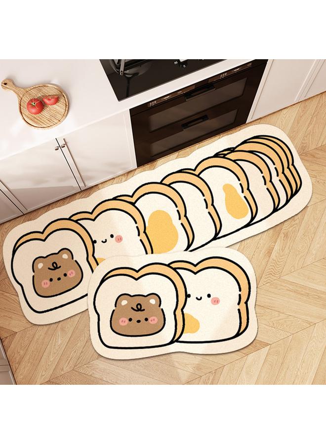 Bluejw Simple Bread Biscuit Series Absorbent Diatom Mud Kitchen Mat Household Non-Slip Quick-Drying Two-piece Set Easy-care Door Mat - Image 5