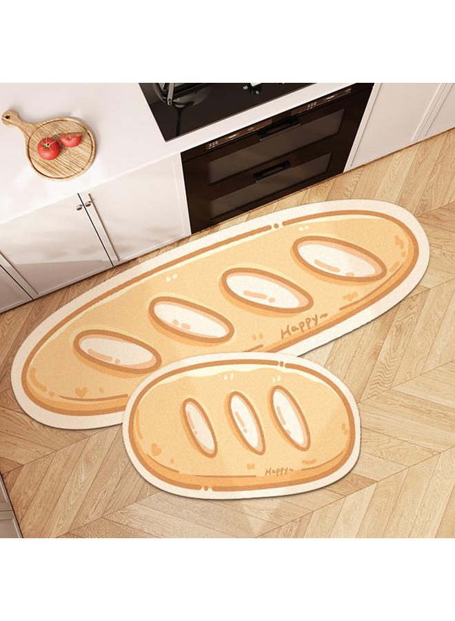 Bluejw Simple Bread Biscuit Series Absorbent Diatom Mud Kitchen Mat Household Non-Slip Quick-Drying Two-piece Set Easy-care Door Mat - Image 2