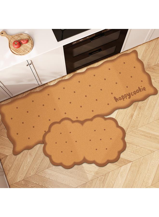 Bluejw Simple Bread Biscuit Series Absorbent Diatom Mud Kitchen Mat Household Non-Slip Quick-Drying Two-piece Set Easy-care Door Mat - Image 4