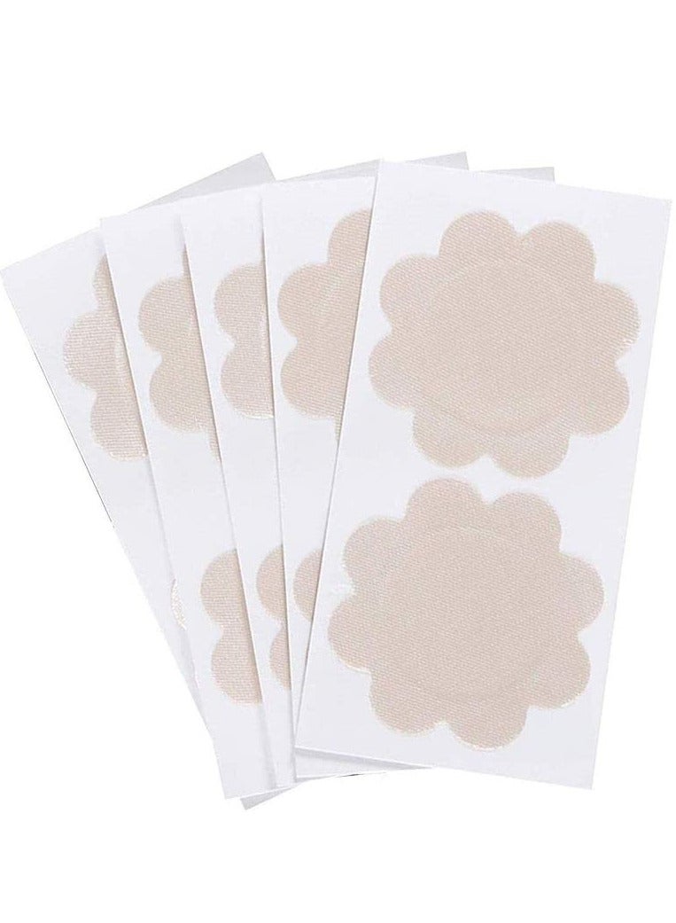 Glamroot Women's Ultra Thin Disposable Nipple Pasties Cover/Bra Pad Patches/Self Adhesive Sticker Cotton Peel and Stick Bra Petals (Beige Pack of 5) - Image 1