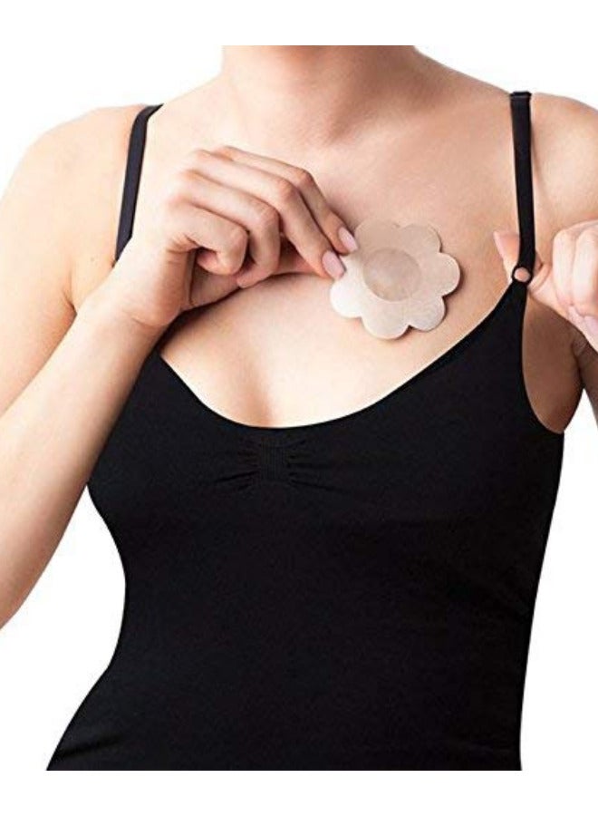 Glamroot Women's Ultra Thin Disposable Nipple Pasties Cover/Bra Pad Patches/Self Adhesive Sticker Cotton Peel and Stick Bra Petals (Beige Pack of 5) - Image 2