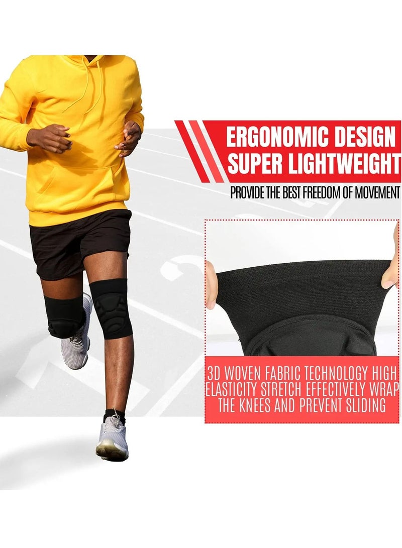 KASTWAVE Volleyball Knee Pads, Protective Knee Pads, Thick Sponge Collision Avoidance Knee Sleeve Anti-Slip Breathable Sports Knee Brace for Football Basketball Running Dance (Black, Medium)  - Image 4