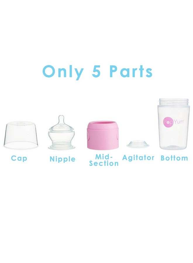 بوب يام زجاجات أطفال بوبيام الوردية المضادة للمغص، سعة 9 أونصات، لصنع/خلط/توزيع تركيبة مضادة للمغص، عبوة من 3 قطع مع حلمات متوسطة التدفق رقم 2، سعة 260 مل، خالية من مادة BPA، مزودة بقفل طبيعي - Image 5