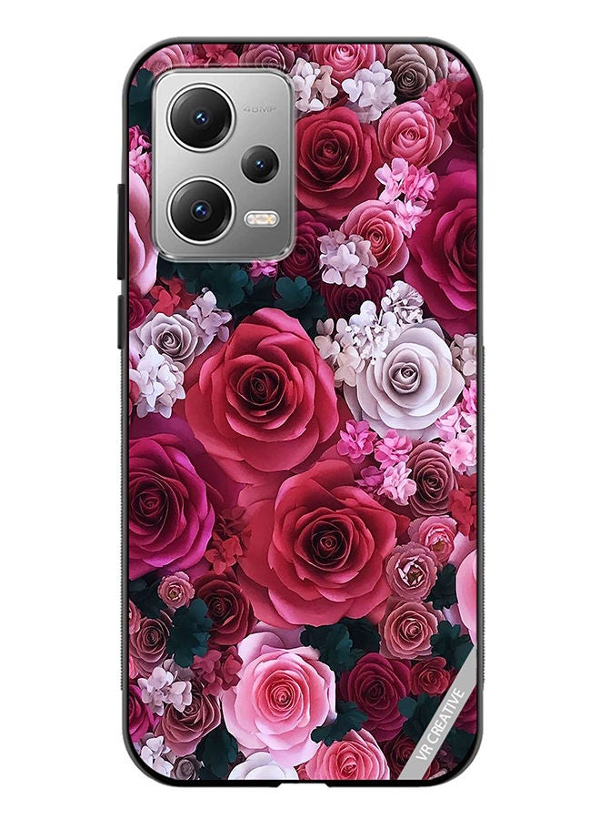 VR CREATIVE غطاء حماية لهاتف شاومي ريدمي نوت 12 بتصميم زهرة الورد متعدد الألوان - Image 1
