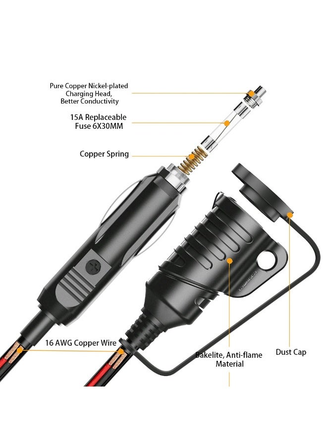 كابل تمديد ولاعة السيارة سمارتباري C804 بطول 5م 12V-24V، 15A طاقة عالية - Image 3