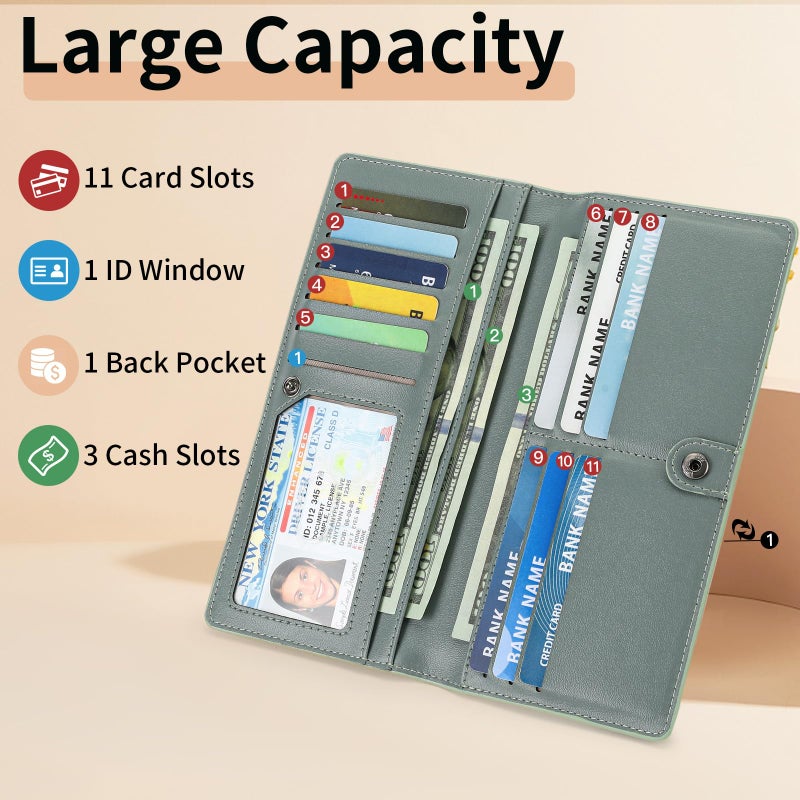 FALAN MULE Ultra Slim Thin Wallet for Women Bifold Leather RFID Blocking Designer Credit Card Holder - Image 4