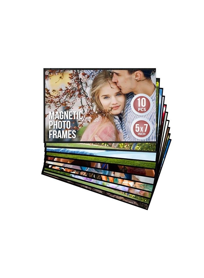 10 PACK 5X7 MAGNETIC PICTURE FRAMES FOR REFRIGERATOR MAGNET PICTURE FRAMES FOR FRIDGE MAGNETIC PHOTO SLEEVES MAGNETIC PHOTO POCKETS MAGNETIC PICTURE HOLDER LOCKER MAGNET FRAMES