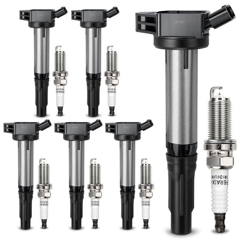 X4XZ UF487 Ignition Coil & 6619 Double Iridium Spark Plug For TOYOTA Camry Avalon Highlander RAV4 Sienna Venza/Lexus IS350 ES300h NX300h ES350 RX350 RX450h/Scion tC Replaces#C1601 90919-02255 90919-A2002 - Image 1