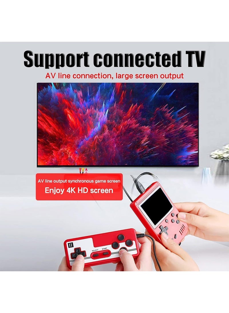 Handheld Game Console, 400 Classic Games, 3-Inch LCD Screen and Additional Controller, Supports Connection to TV and two Players (Red) - Image 2