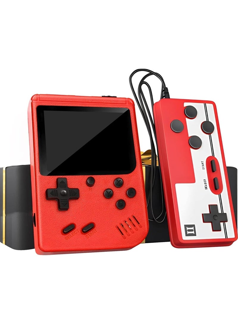 Handheld Game Console, 400 Classic Games, 3-Inch LCD Screen and Additional Controller, Supports Connection to TV and two Players (Red) - Image 1