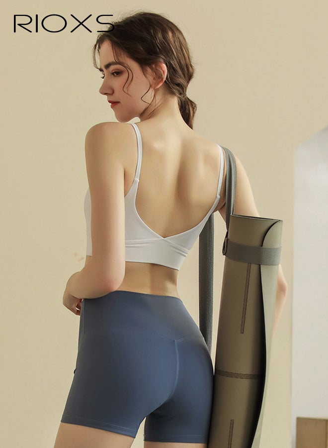 ريوكس حمالة صدر رياضية بدون ظهر بدون خطافات، حمالة صدر نسائية بدون ظهر بدون خطافات، لليوجا والجري واللياقة البدنية، بلوزة تدريب منخفضة الكثافة للربيع/الصيف، لون أبيض - Image 3