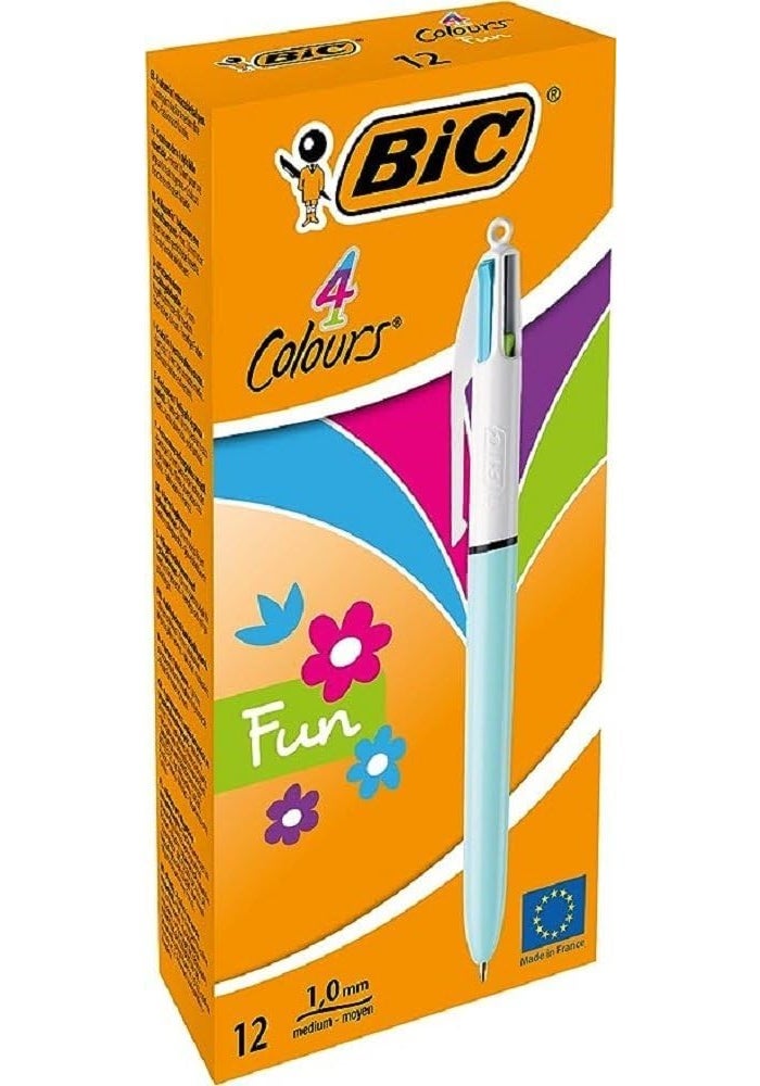 BIC 4 Colours Fashion Ballpoint Pen - Box of 12 - Image 1