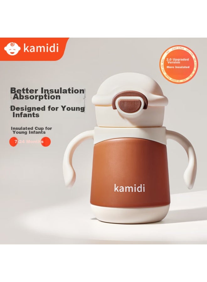Kamidi Baby Insulated Cup, Small Bottle For Infants, Suitable For 6 Months And Above, 316 Stainless Steel Water Bottle With Straw For 1-3 Years Old - Image 1