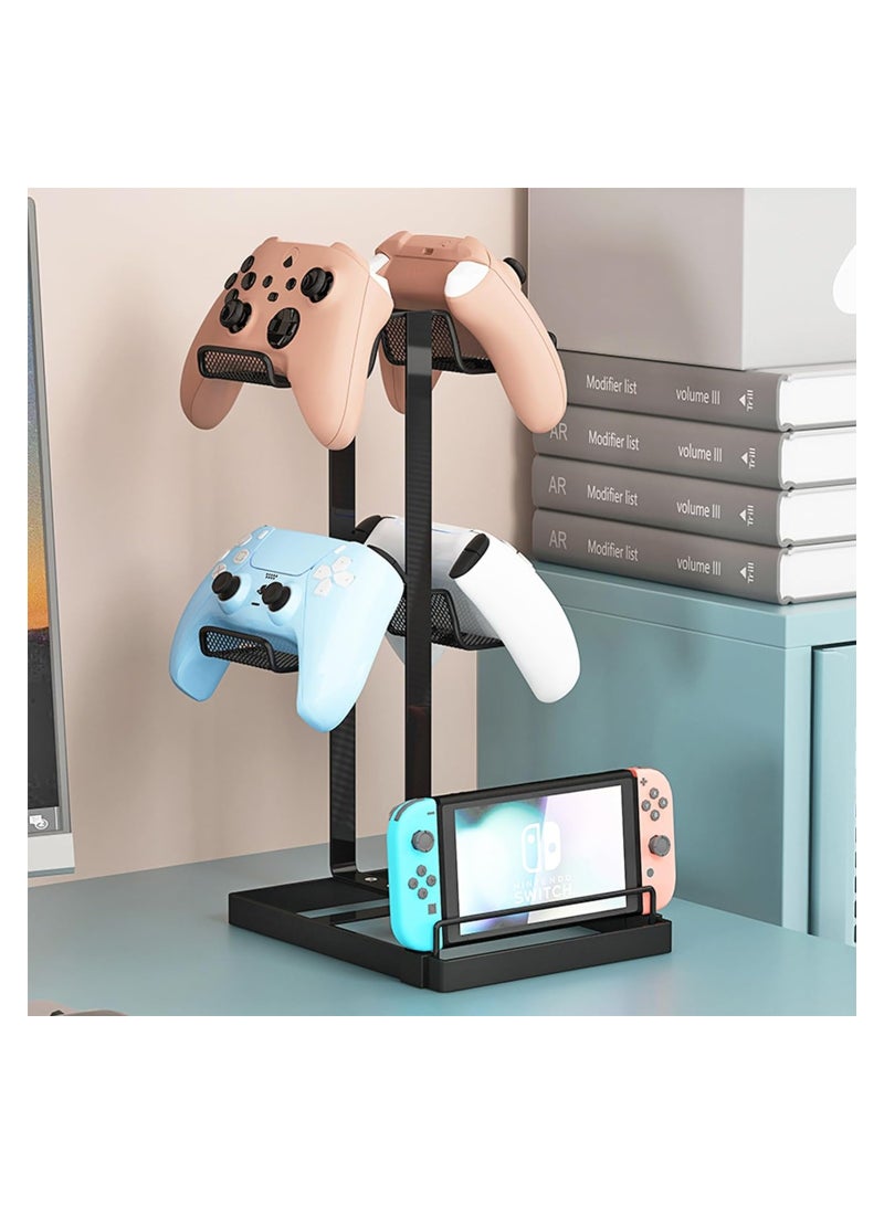 SYOSI Headphone Stand, Earphone Stand with Aluminum Supporting Bar, Game Controller Holder & Headset Holder for Desk, Universal Storage Organizer Headphones/Controller/Switch/iPad/Mobile Phone - Image 2