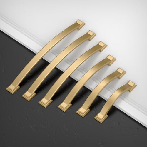 Amerdeco 10 Pack Champagne Bronze Cabinet Pulls 4 Inch(102mm) Hole Centers, Handles for Kitchen Cabinet Hardware, Arch Cabinet Handles for Bathroom Dresser Drawer Handles ZH0016… - Image 3