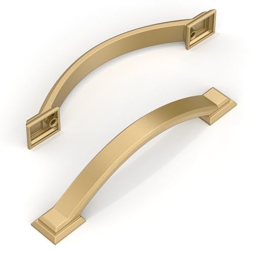 Amerdeco 10 Pack Champagne Bronze Cabinet Pulls 4 Inch(102mm) Hole Centers, Handles for Kitchen Cabinet Hardware, Arch Cabinet Handles for Bathroom Dresser Drawer Handles ZH0016… - Image 2