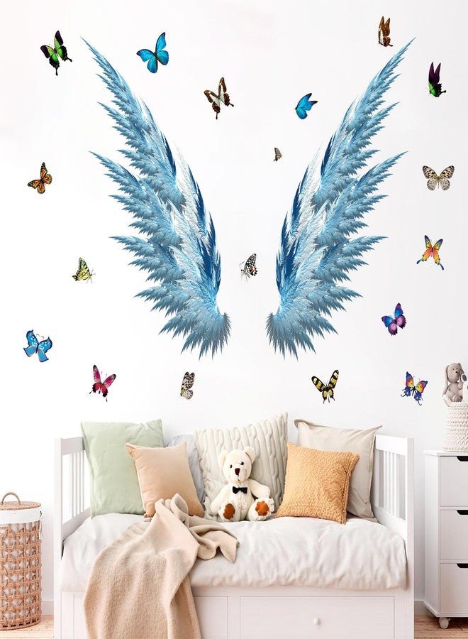 WOYINIS Beautiful Butterfly Wall Stickers Blue Dreamy Big Wing Decals Peel Off and Pasted Removable Art Stickers Girls Bedroom Classroom Living Room Beauty Salon Decoration - Image 1