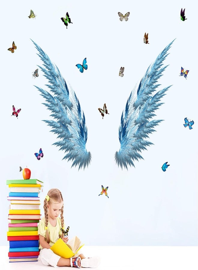 WOYINIS Beautiful Butterfly Wall Stickers Blue Dreamy Big Wing Decals Peel Off and Pasted Removable Art Stickers Girls Bedroom Classroom Living Room Beauty Salon Decoration - Image 5